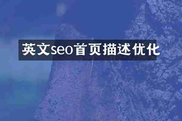 英文seo首页描述优化