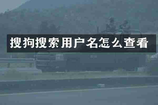 搜狗搜索用户名怎么查看