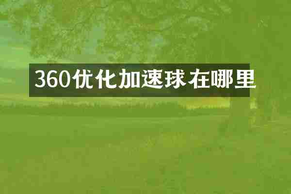 360优化加速球在哪里