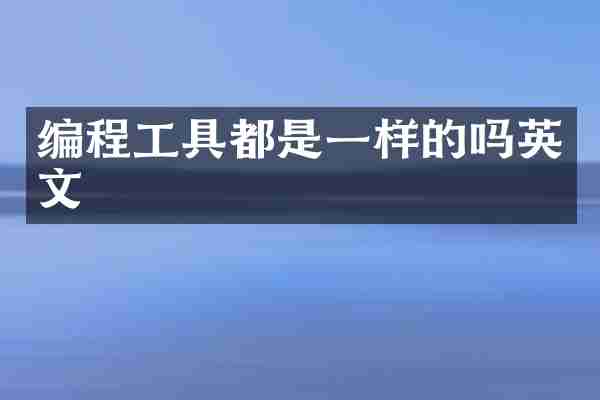 编程工具都是一样的吗英文