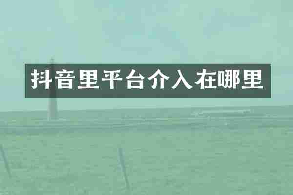 抖音里平台介入在哪里