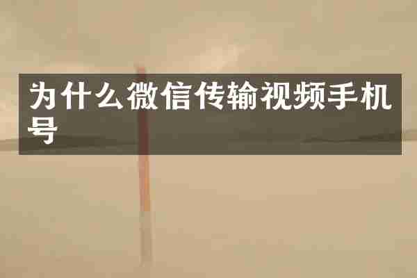 为什么微信传输视频手机号