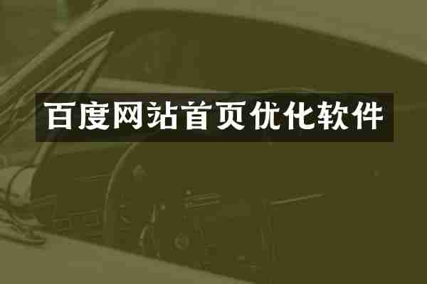 百度网站首页优化软件