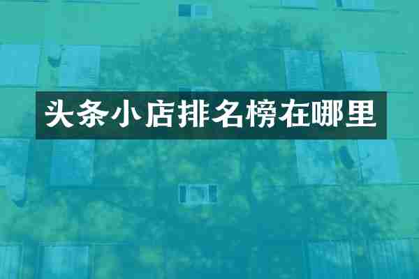 头条小店排名榜在哪里