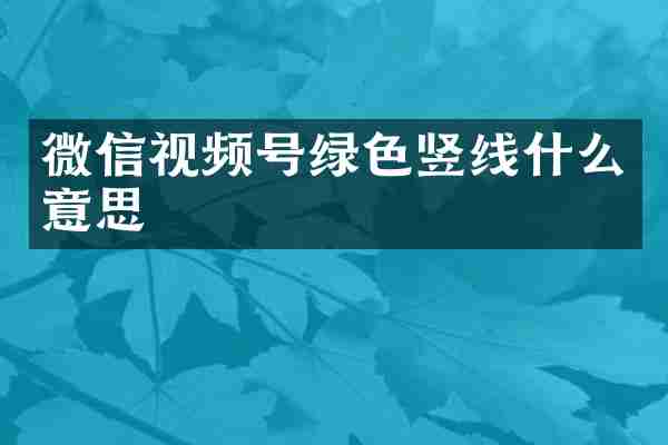 微信视频号绿色竖线什么意思