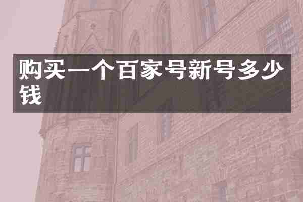 购买一个百家号新号多少钱