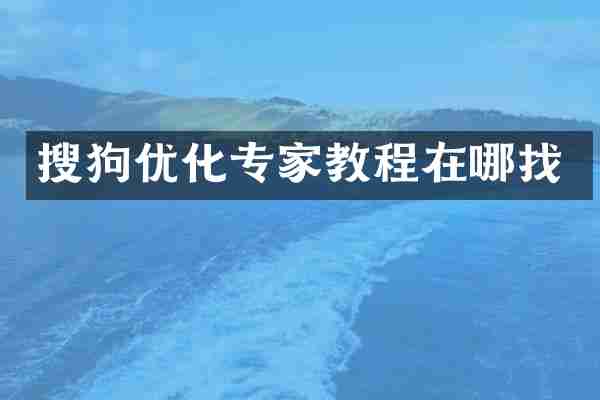 搜狗优化专家教程在哪找