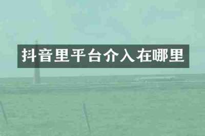 抖音里平台介入在哪里