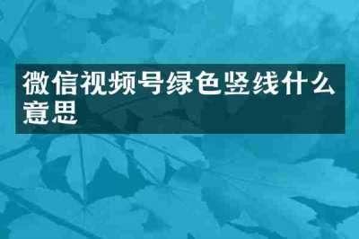 微信视频号绿色竖线什么意思