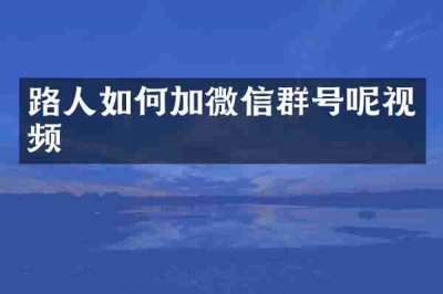 路人如何加微信群号呢视频