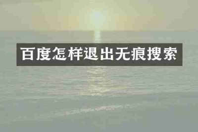 百度怎样退出无痕搜索