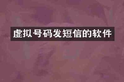 虚拟号码发短信的软件