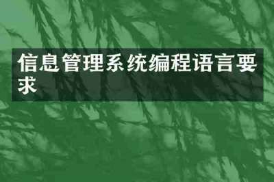信息管理系统编程语言要求