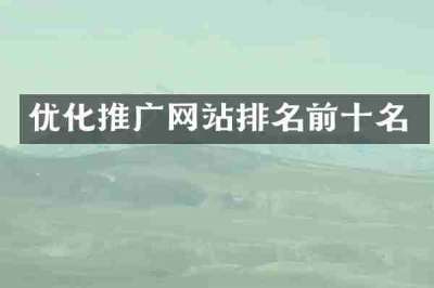 优化推广网站排名前十名