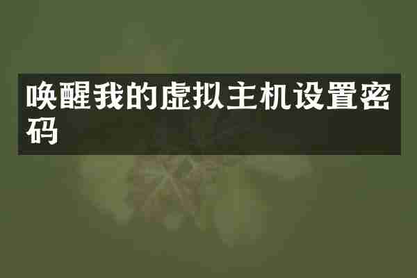 唤醒我的虚拟主机设置密码