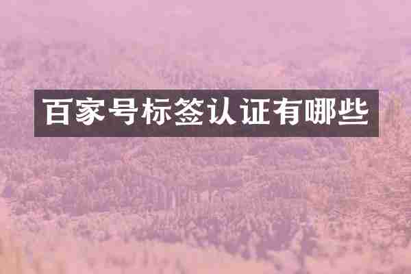 百家号标签认证有哪些