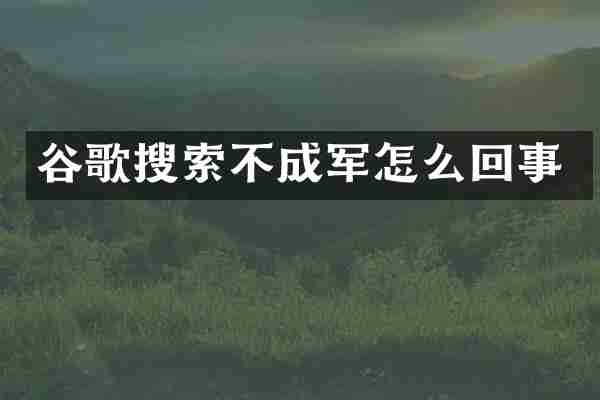 谷歌搜索不成军怎么回事