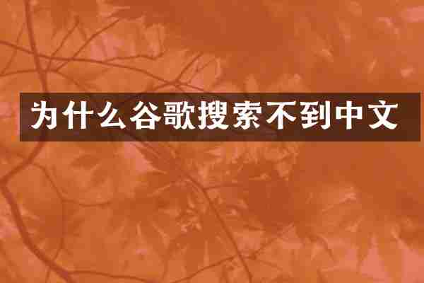 为什么谷歌搜索不到中文