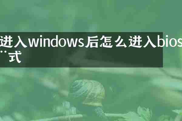 进入windows后怎么进入bios模式