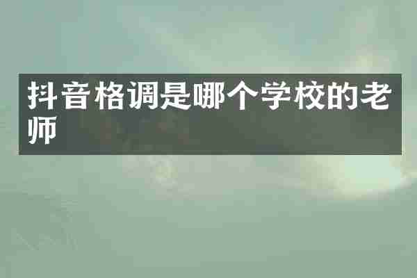 抖音格调是哪个学校的老师
