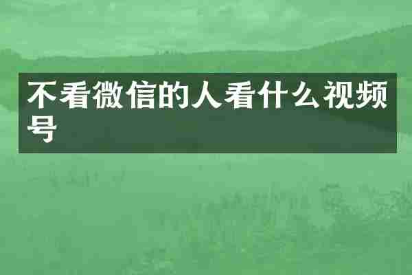 不看微信的人看什么视频号