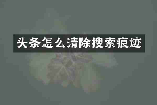 头条怎么清除搜索痕迹