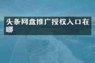 头条网盘推广授权入口在哪