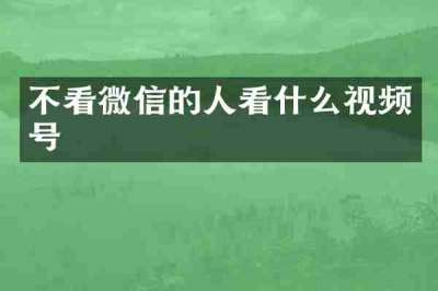 不看微信的人看什么视频号