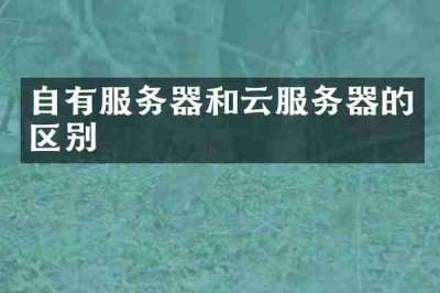 自有服务器和云服务器的区别