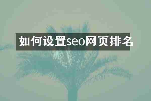 如何设置seo网页排名
