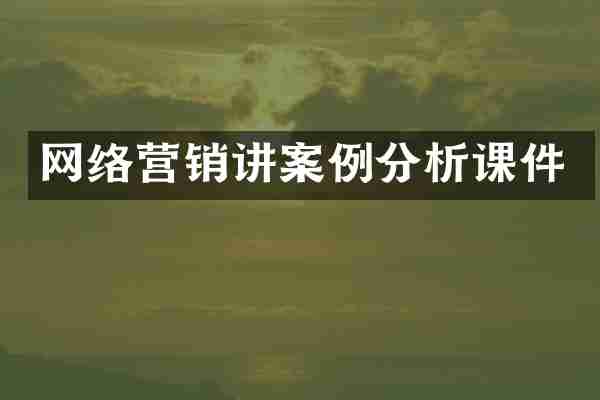 网络营销讲案例分析课件