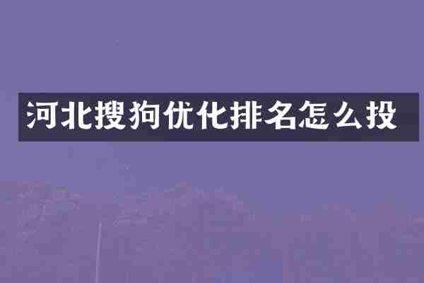 河北搜狗优化排名怎么投