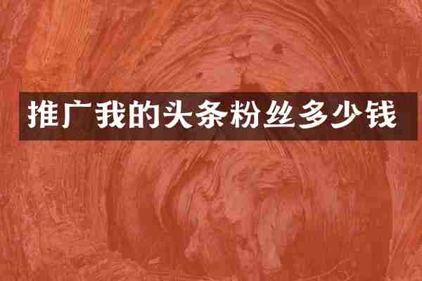 推广我的头条粉丝多少钱