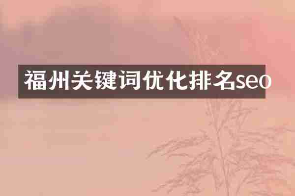 福州关键词优化排名seo