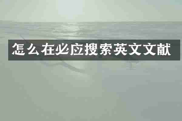 怎么在必应搜索英文文献