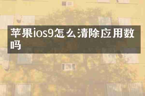苹果ios9怎么清除应用数据吗