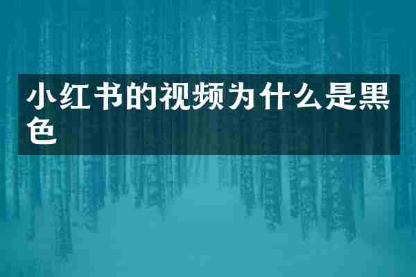 小红书的视频为什么是黑色