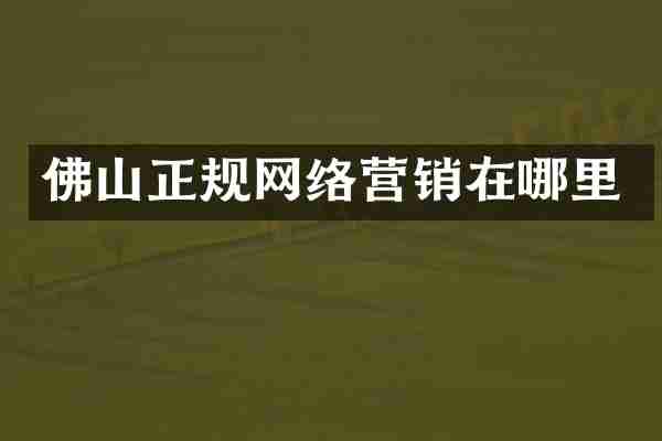 佛山正规网络营销在哪里