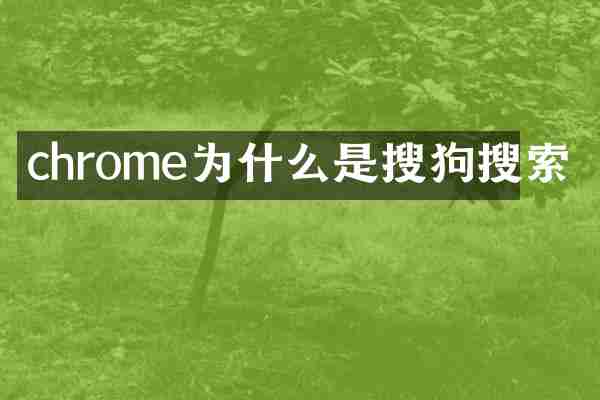 chrome为什么是搜狗搜索