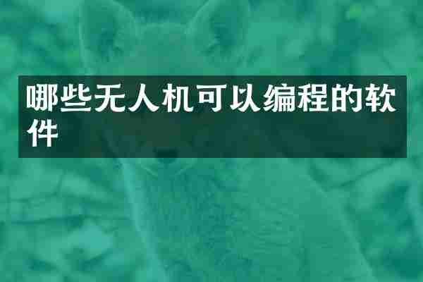 哪些无人机可以编程的软件