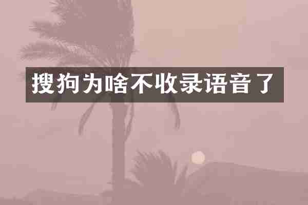 搜狗为啥不收录语音了