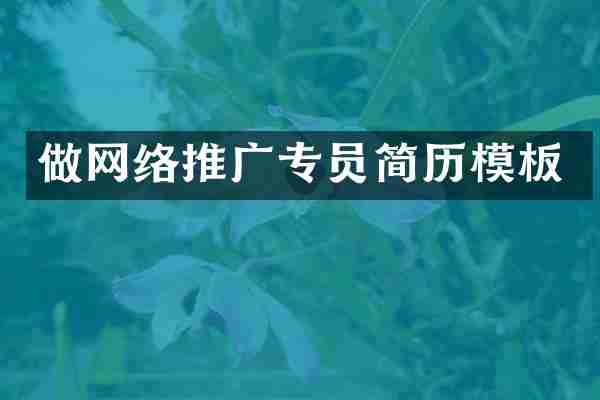 做网络推广专员简历模板