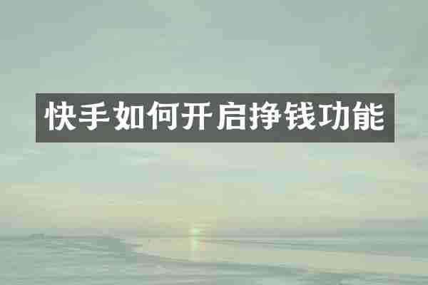 快手如何开启挣钱功能