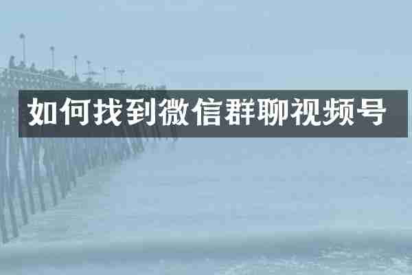 如何找到微信群聊视频号