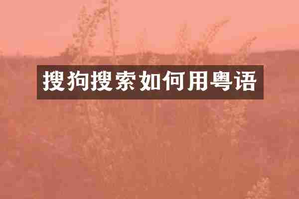 搜狗搜索如何用粤语