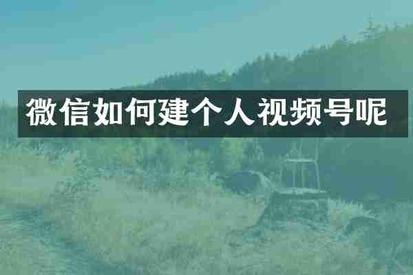 微信如何建个人视频号呢