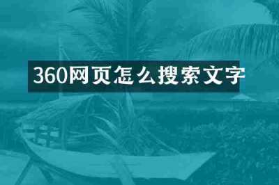 360网页怎么搜索文字