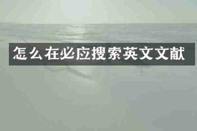 怎么在必应搜索英文文献