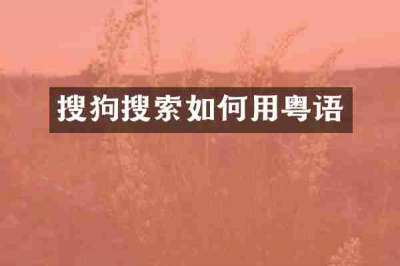 搜狗搜索如何用粤语