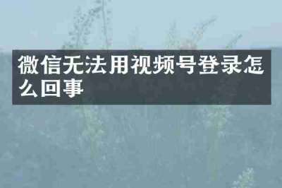 微信无法用视频号登录怎么回事